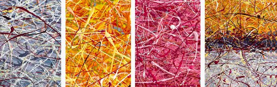 Mark Rothko inspired White Center Jackson pollock style Pink Orange White Modern abstraction