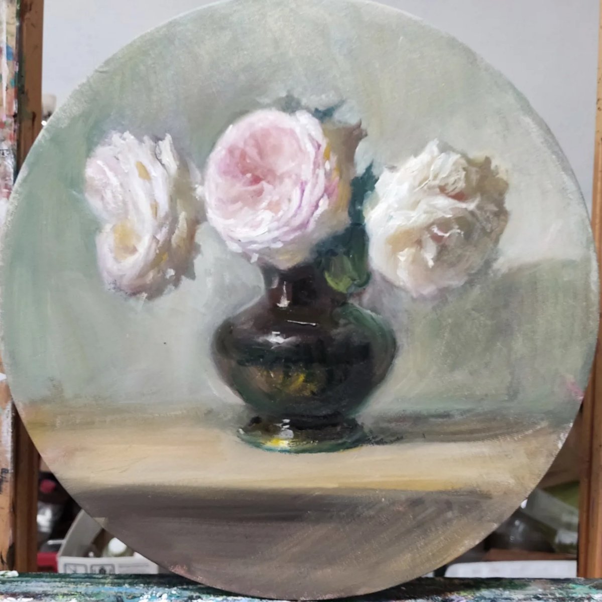 Expressive Oil Painting , Bouquet Of Roses By Helinda (Olga Muller), 16 X 16, Artwork For Sale On Artfinder