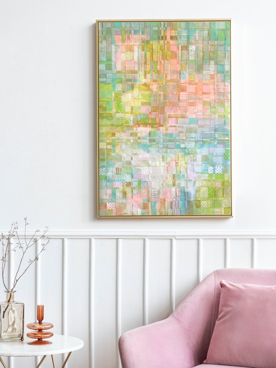 Abstract Landscape Painting By Jennifer Bell, 24 X 35, Summer Fields, Original Artwork