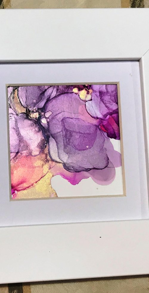 Black Orchid III Mini    Framed Ink Abstract by Maxine Anne  Martin
