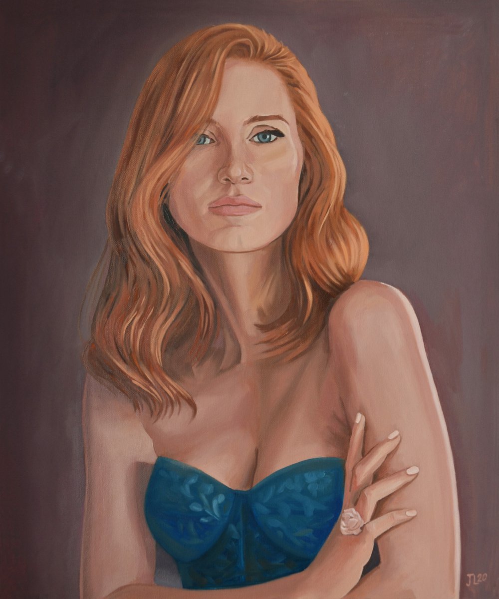 Woman Realistic Portrait Oil Painting by Julia Logunova
