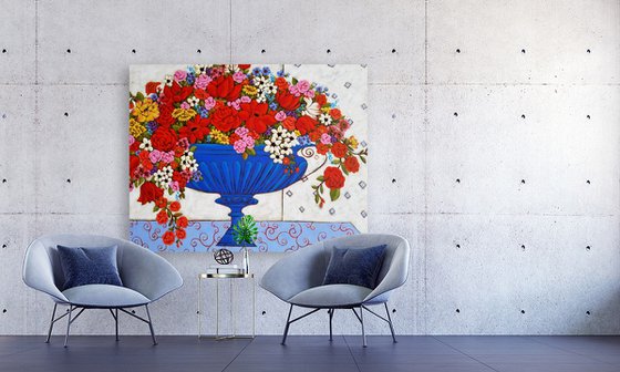 Blooms with Iron Jardiniere