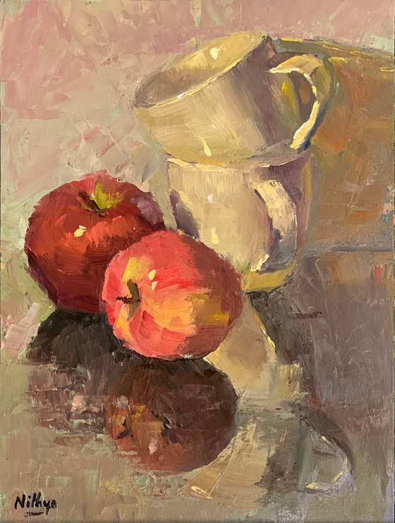 An Apple a Day Series - 17 - Vibrant oil painting kitchen decor