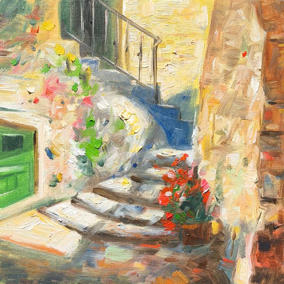 Flowers by the Stairway