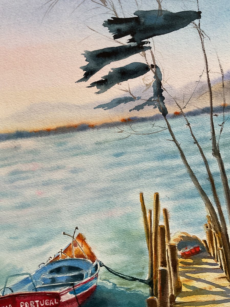 Illustrative Landscape Watercolour By Natalia Butenko, 15 X 21", Tomorrow Back To Sea, Original Watercolour, Original Artwork