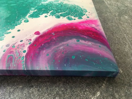 "A Bit Of The Bubbly" - FREE USA SHIPPING - Original Abstract PMS Fluid Acrylic Painting - 14.25 x 16 inches