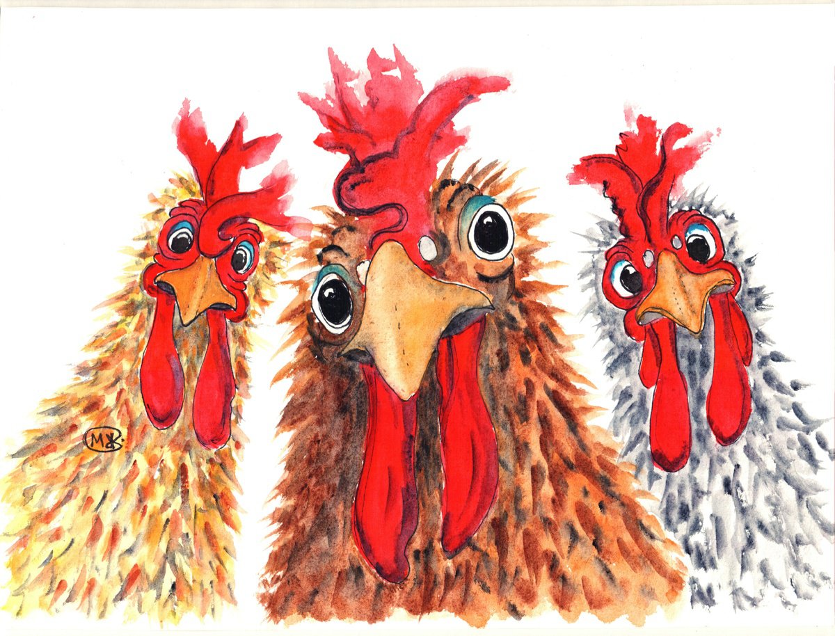Chicken Three. Chickens, Roosters by MARJANSART