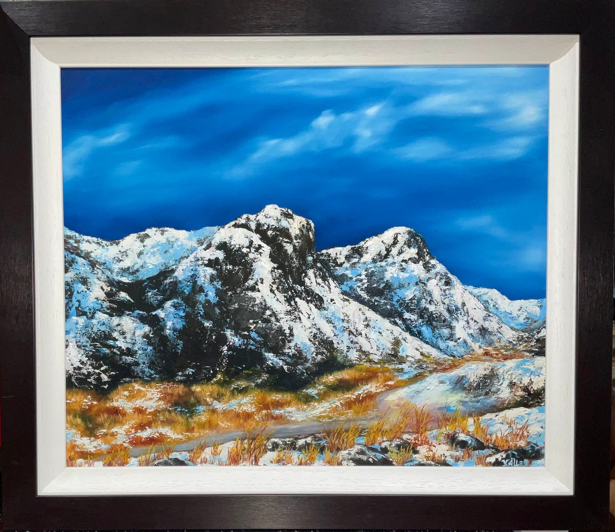 Impressionistic Landscape Oil Painting By Yulia Allan, 22 X 18", Sisters Of The Glen Glencoe, Original Artwork