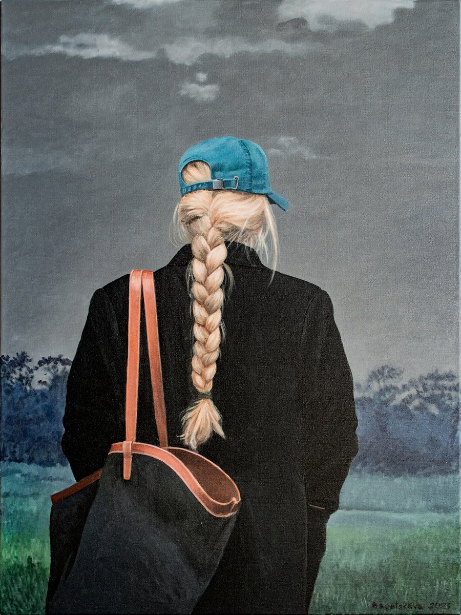 Photorealistic Portrait Acrylic Painting By Nataliya Bagatskaya, 24 X 31", No Turning Back, Original Artwork