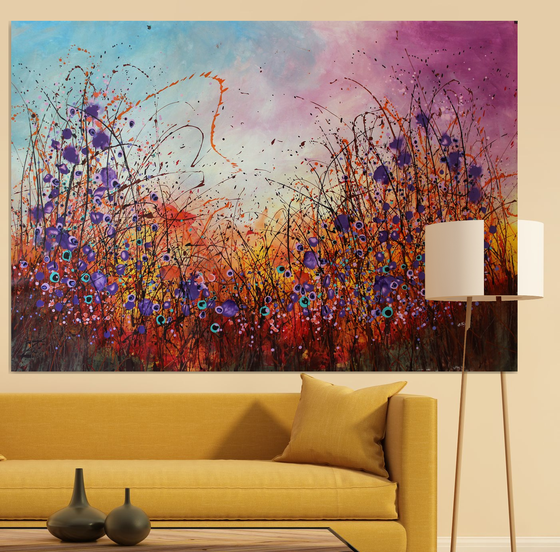 "Moodcatcher" - Super sized floral landscape painting