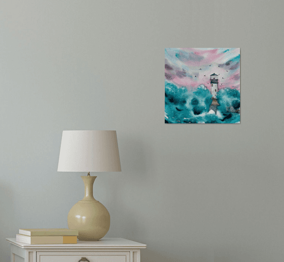 Seascape painting/ Lighthouse painting