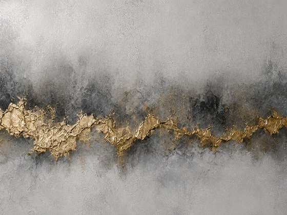 Gold Leaves in Gray Mist