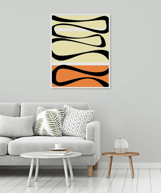 Abstraction orang-blue-black-white-yellow artwork