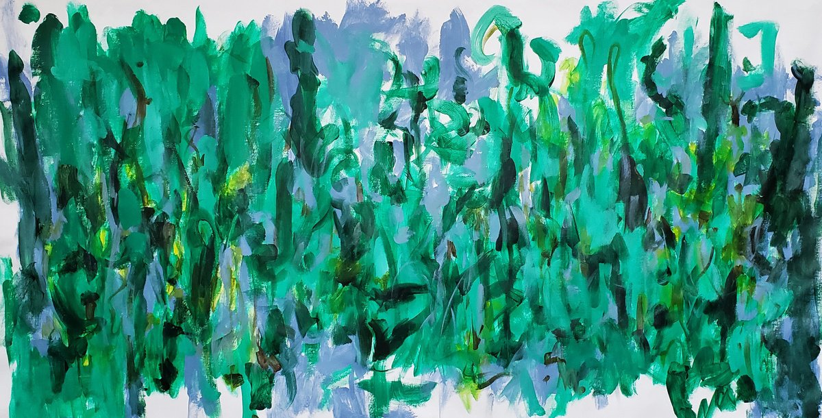 Abstract Acrylic Painting By Joyce Fournier, 58 X 30", Sanctuary, Original Artwork