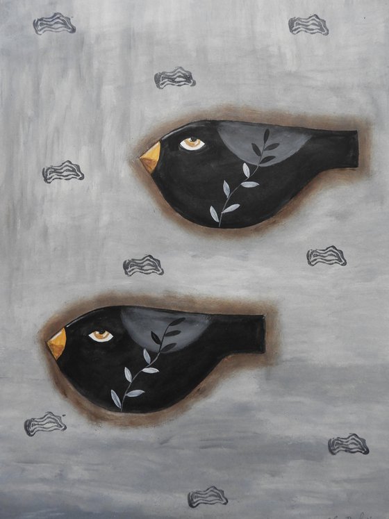 A couple of freaky black birds