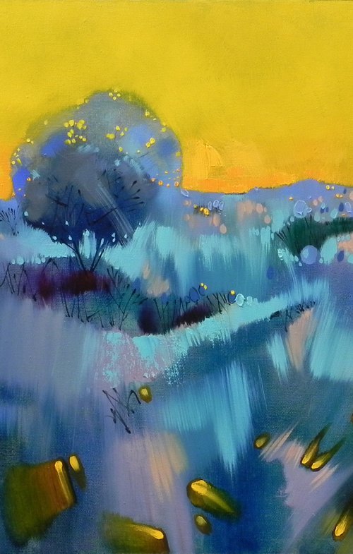 "Fireflies" Original art Oil on canvas by Mykhailo Novikov