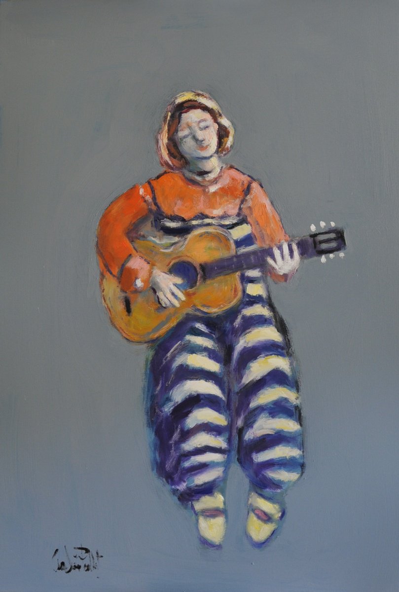 La Guitariste By Andre Pallat, 24 X 36, Artwork For Sale On Artfinder