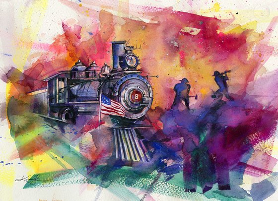 American Train - Painting by Kathy Morton Stanion