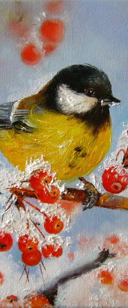 Great Tit with Red Berries by Natalia Shaykina
