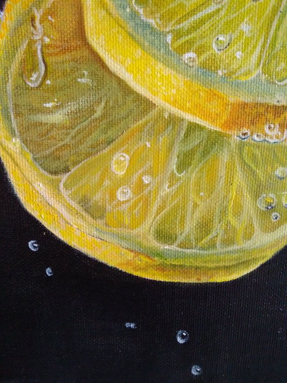 Lemon slices, 40x40 cm, ready to hang.