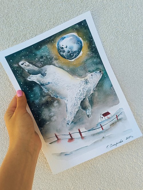 Polar bear in the skies 2(small) by Evgenia Smirnova