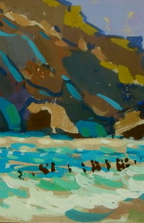 beach, small original painting by Sergey  Kachin