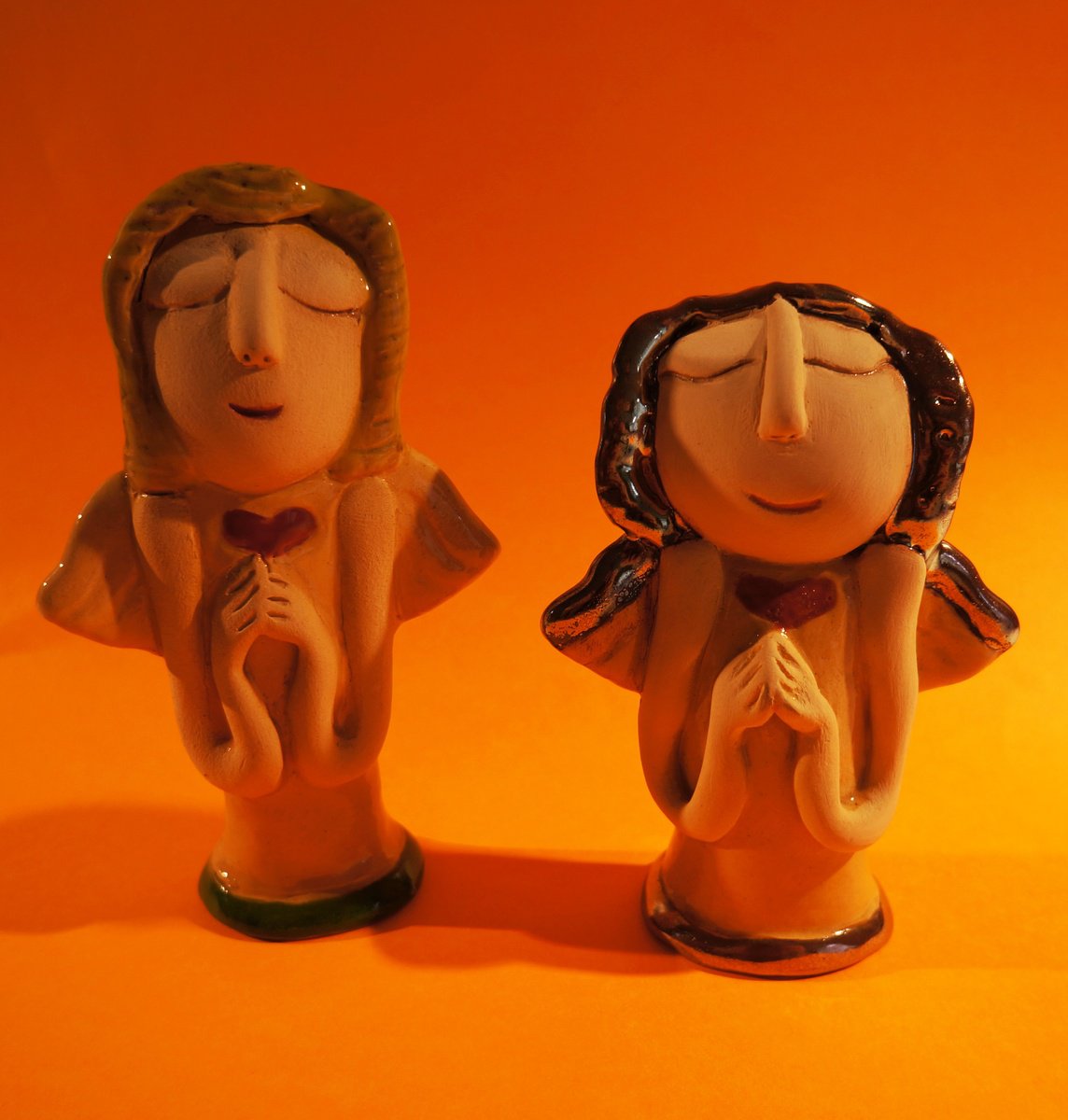 Ceramic | Sculpture | Disabled artist | Praying angels by Boris Chudinskij