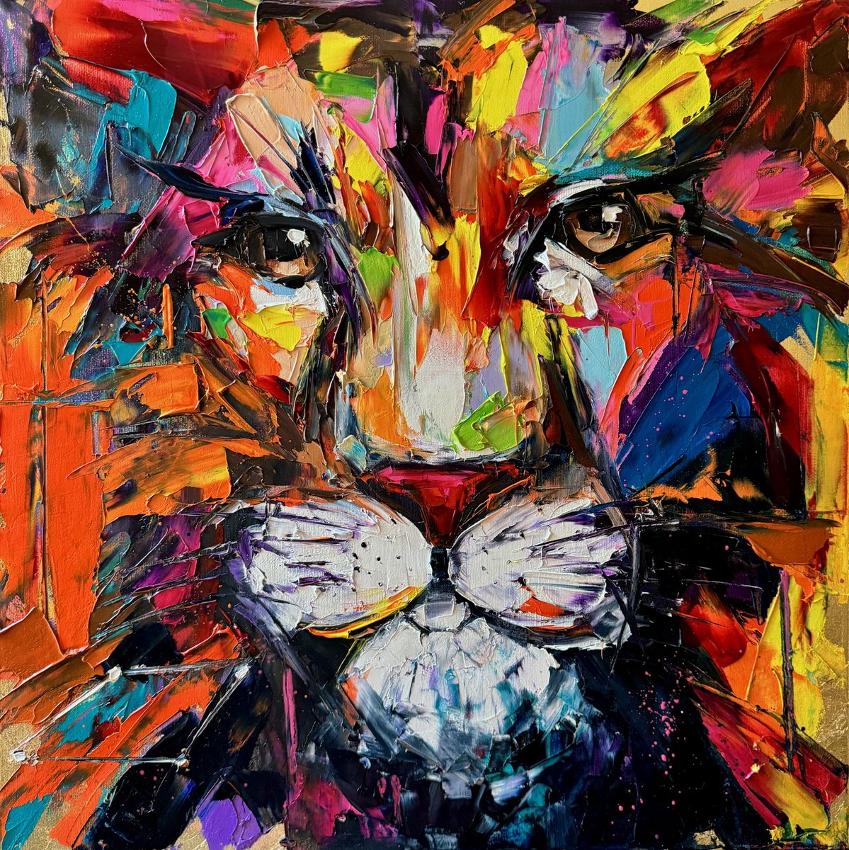 Expressive Oil Painting , Mufasa By Lina Redford, 20 X 20, Artwork For Sale On Artfinder