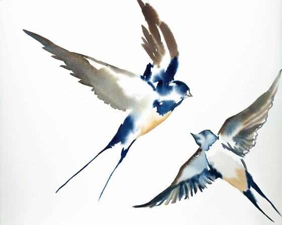 Swallows in Flight No. 2