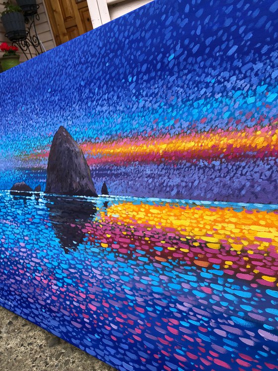 Oregon coast, blue sunset