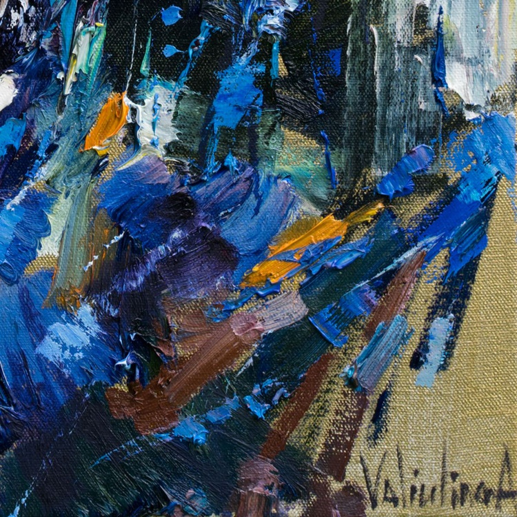 Woman In Blue Head Scarf Original Oil Painting Artfinder