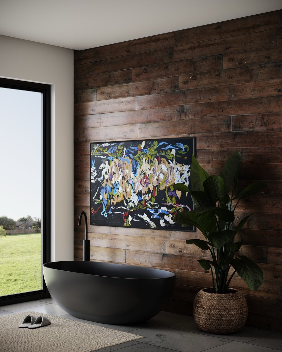 Surrealistic Botanical Acrylic Painting By Tetiana Hutsul, 61 X 37", Wrapped In Your Embrace, Original Artwork