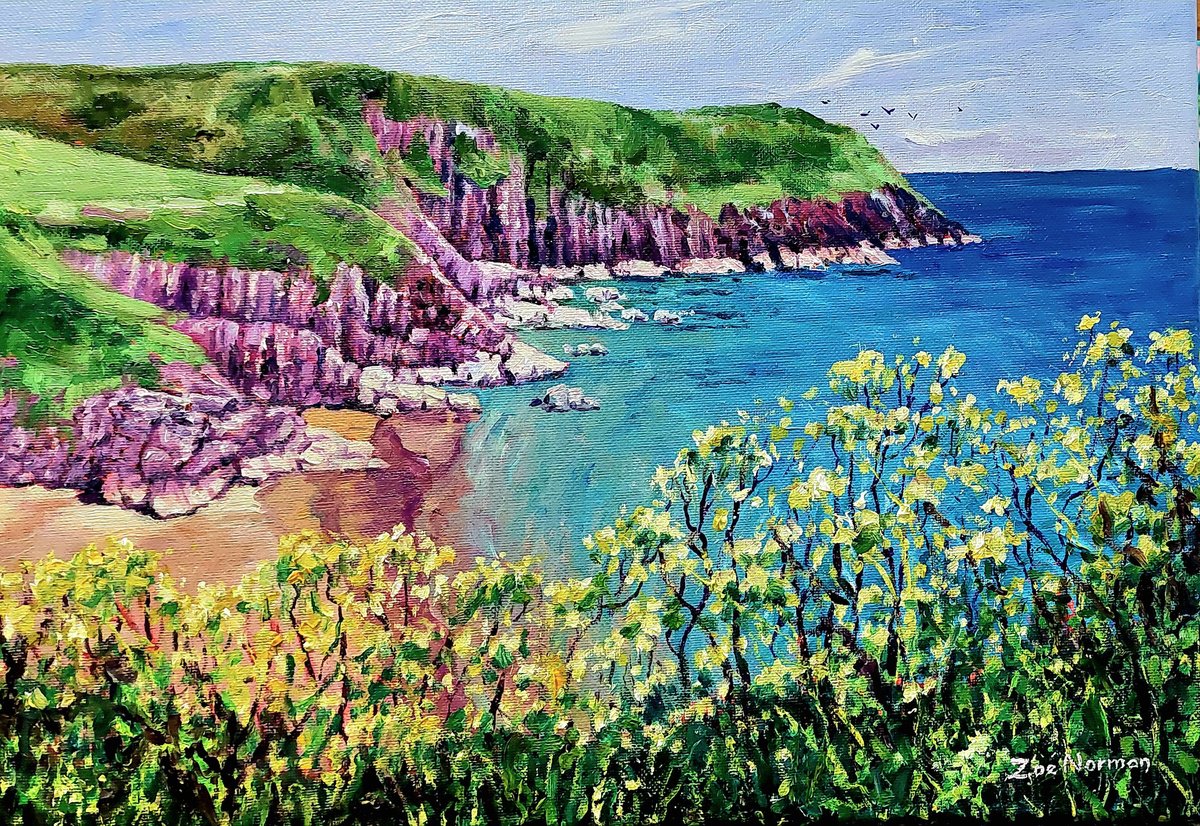 Impressionistic Botanical Oil Painting By Zoe Elizabeth Norman, 16 X 12", Coastal Wildflowers, Original Artwork