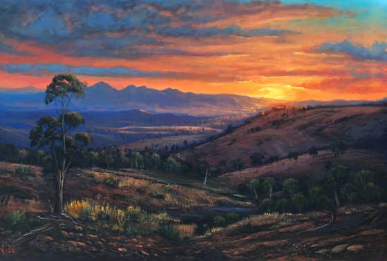 A sunset view of the Flinders Ranges, South Australia