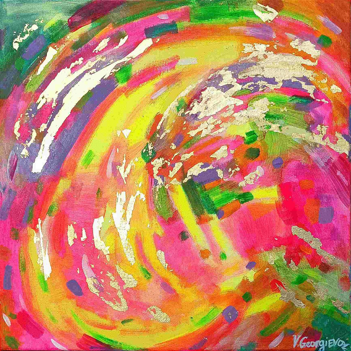 Abstract Acrylic Painting By Vanya Georgieva, 16 X 16", Ra 2, Original Artwork