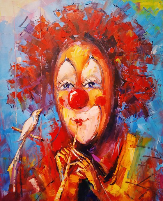 Small pictures series -8- Clown (40x50cm, oil painting, ready to hang)