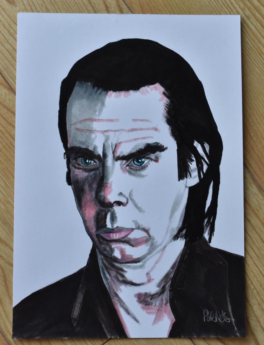Expressive Portrait Pencil Drawing By Paul Nelson-Esch, 8 X 12", Nick Cave - Original, Original Artwork