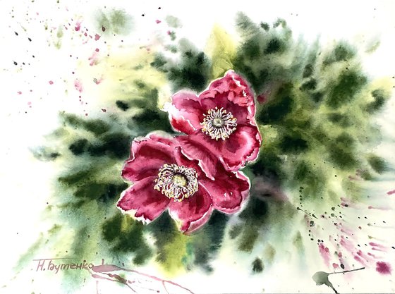 Roses, original watercolour painting