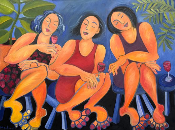 Three Sisters At a Wine Bar