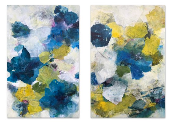 Growing Time - Large, contemporary diptych