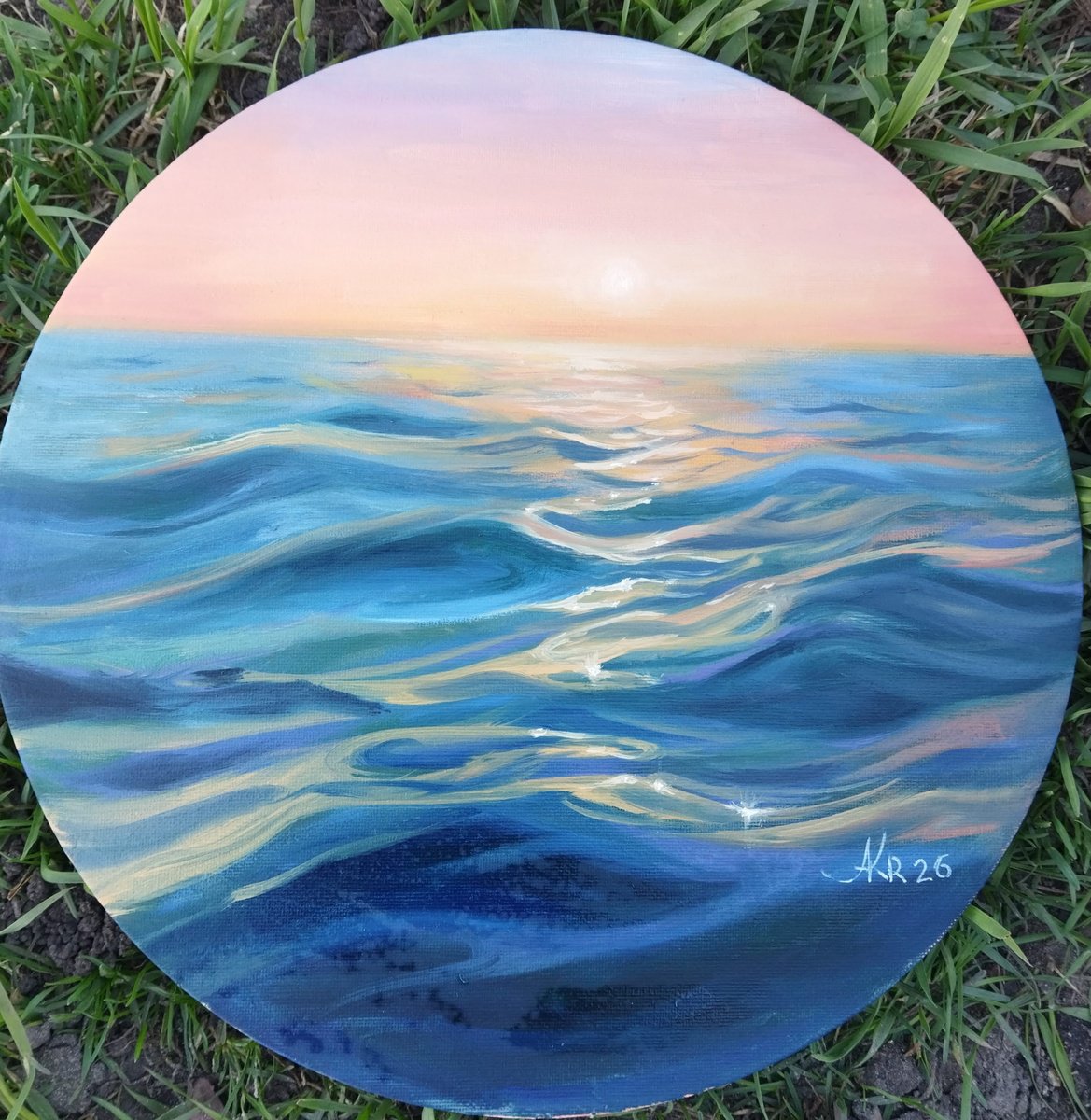 Evening Light Ocean By Ann Krasikova, 12 X 12, Artwork For Sale On Artfinder