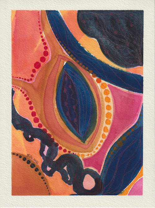 The Carnival Collection - 'Jewels' Original Abstract Watercolour Painting 6" x 8" by Black Artist Stacey-Ann Cole by Stacey-Ann Cole