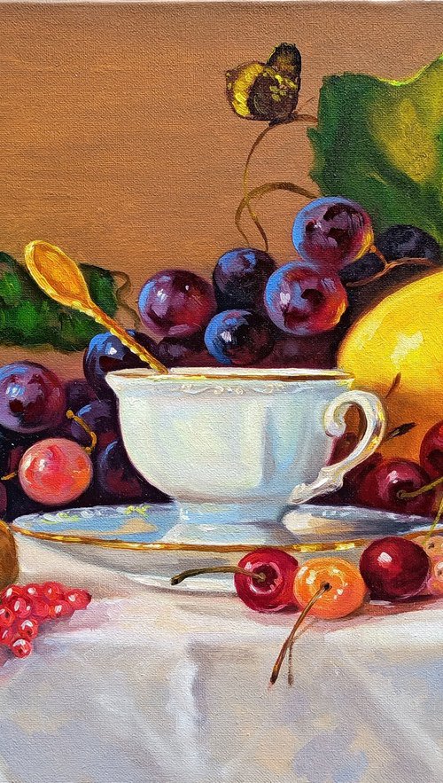 Still life - fruits (40x30cm, oil painting, ready to hang) by Tigran Araqelyan