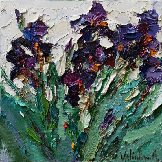 Irises - Original  impasto oil painting