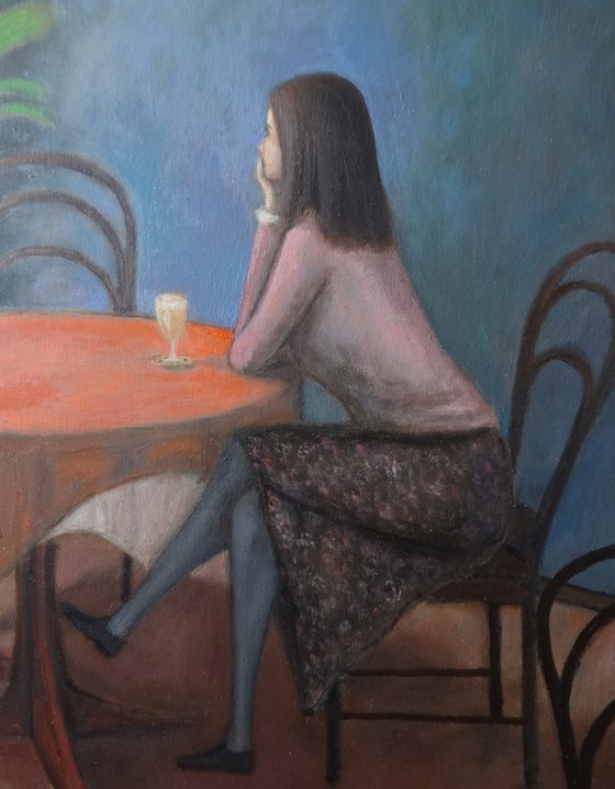 Woman in a bar