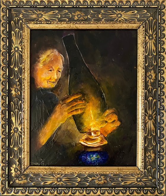 Let it shine original oil painting 8x10 Gorgeous Gold Frame