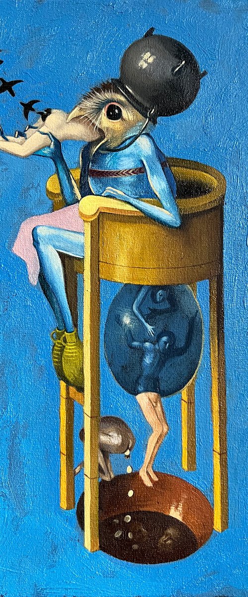 Devil on Night Chair after detail from "The Garden of Earthly Delights" by Hieronymus Bosch by Elina Arbidane