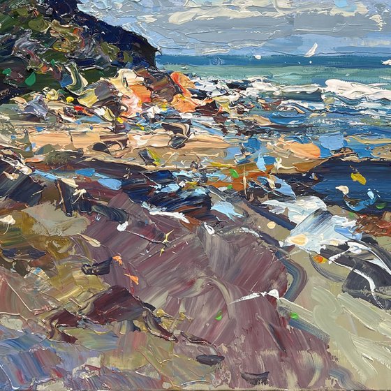 Modern Beach Oil Painting on Canvas