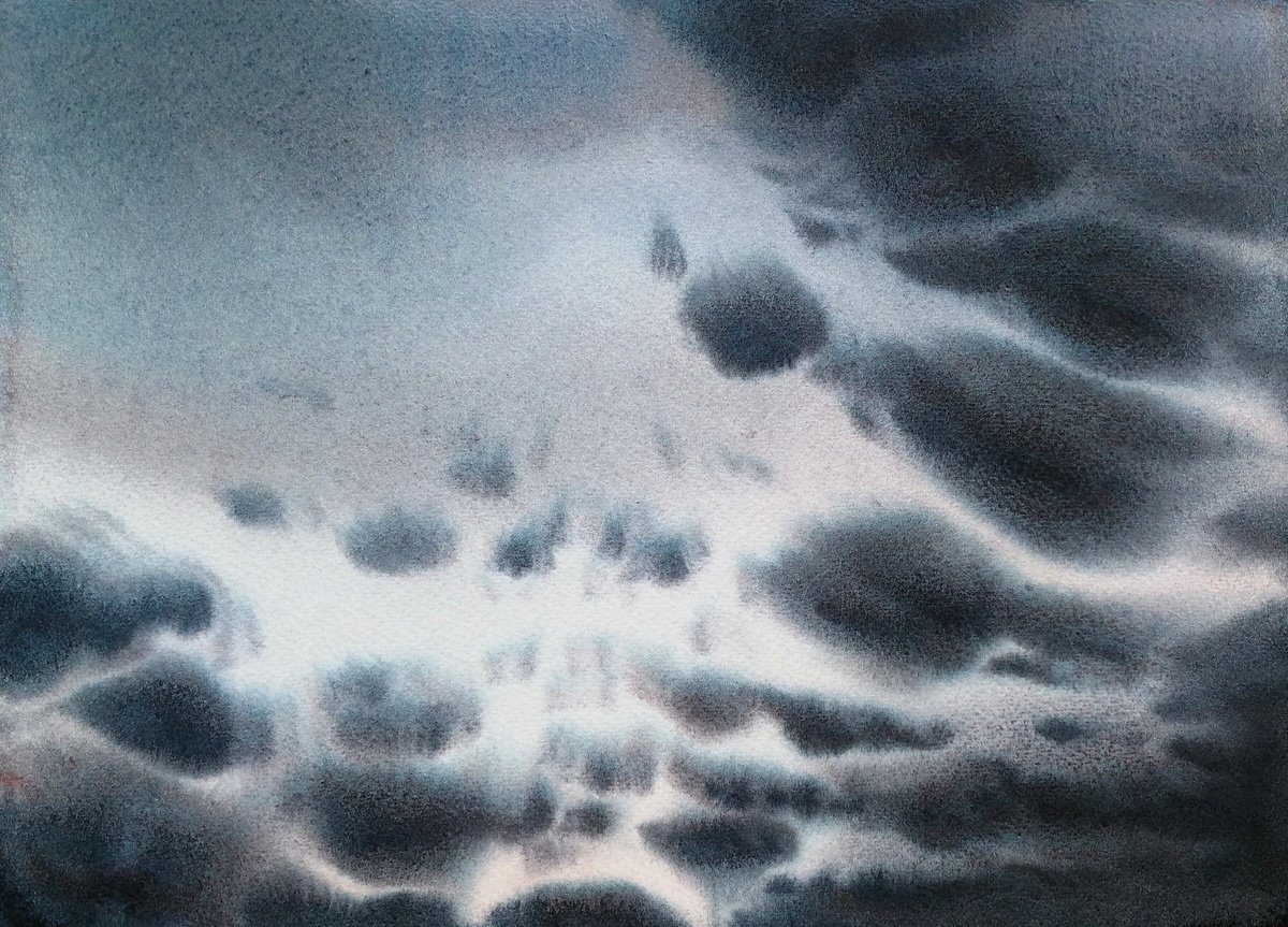 Abstract Landscape Watercolour By Alona Hryn, 14 X 10, The Thunder Sky, Original Artwork