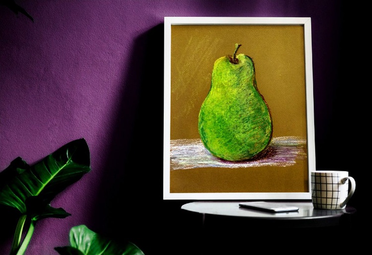 Wallpaper Pear Still Life Art Pear Oil Pastel Painting Artfinder Desktop Wallpaper